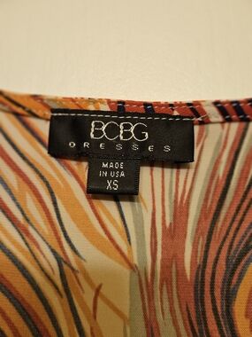 BCBG Dresses Multicolor Abstract Print Top - Orange, Cream, Navy
